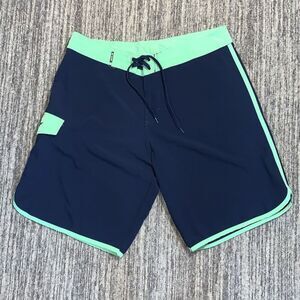 RS Surf Men's Size 34 Light and Dark Blue Board Shorts Tie Bathing Suit Swimwear